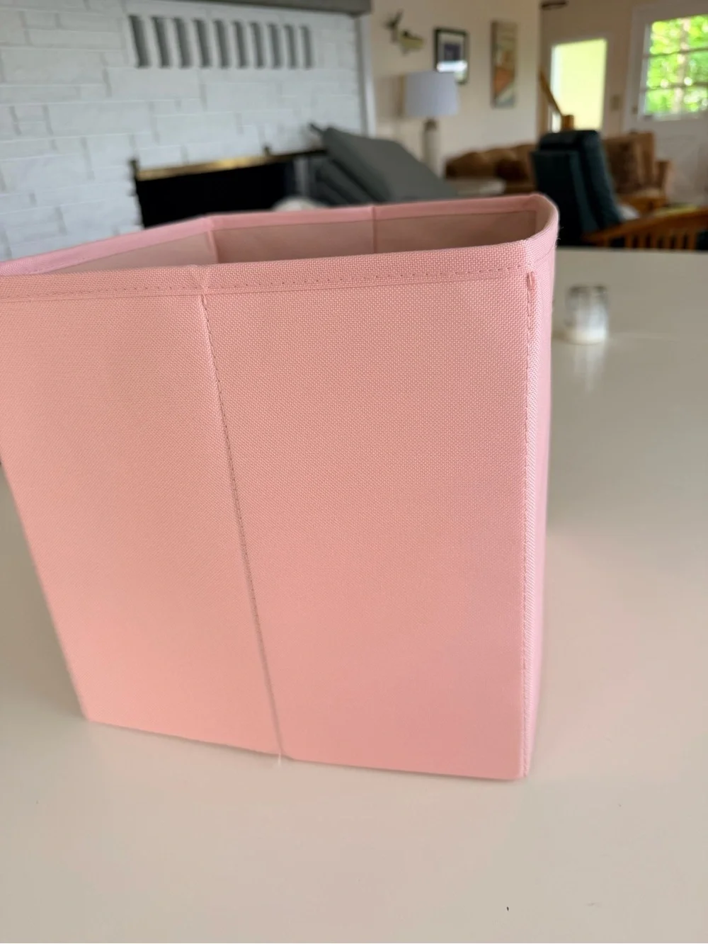 Square collapsing 11” Pink Storage Tote with Gold Grommet - set of THREE